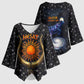 Hesat Solar Horn Symbol Kimono Sleeve Blouse Egyptian Cosmic Cow in Starry Milky Way