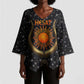 Hesat Solar Horn Symbol Kimono Sleeve Blouse Egyptian Cosmic Cow in Starry Milky Way