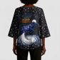 Hesat Solar Horn Symbol Kimono Sleeve Blouse Egyptian Cosmic Cow in Starry Milky Way