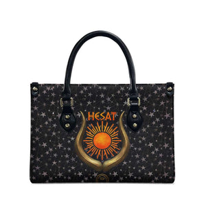 Hesat Solar Horn Symbol Leather Bag Egyptian Cosmic Cow in Starry Milky Way