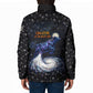 Hesat Solar Horn Symbol Padded Jacket Egyptian Cosmic Cow in Starry Milky Way