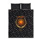 Hesat Solar Horn Symbol Quilt Bed Set Egyptian Cosmic Cow in Starry Milky Way