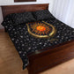 Hesat Solar Horn Symbol Quilt Bed Set Egyptian Cosmic Cow in Starry Milky Way