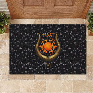 Hesat Solar Horn Symbol Rubber Doormat Egyptian Cosmic Cow in Starry Milky Way