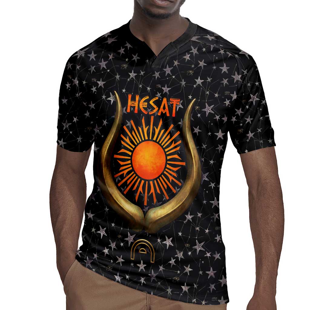 Hesat Solar Horn Symbol Rugby Jersey Egyptian Cosmic Cow in Starry Milky Way