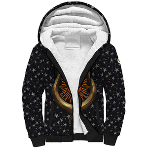 Hesat Solar Horn Symbol Sherpa Hoodie Egyptian Cosmic Cow in Starry Milky Way