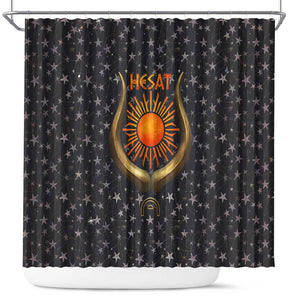 Hesat Solar Horn Symbol Shower Curtain Egyptian Cosmic Cow in Starry Milky Way