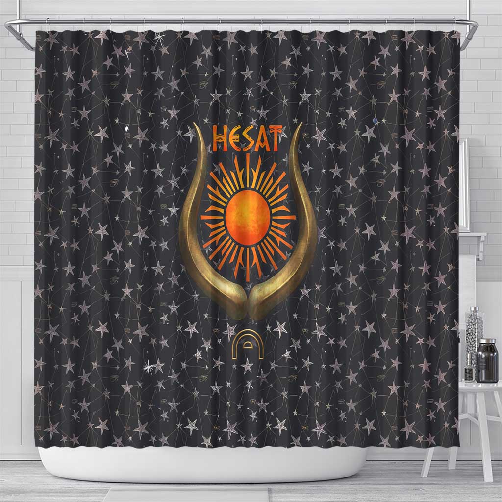 Hesat Solar Horn Symbol Shower Curtain Egyptian Cosmic Cow in Starry Milky Way