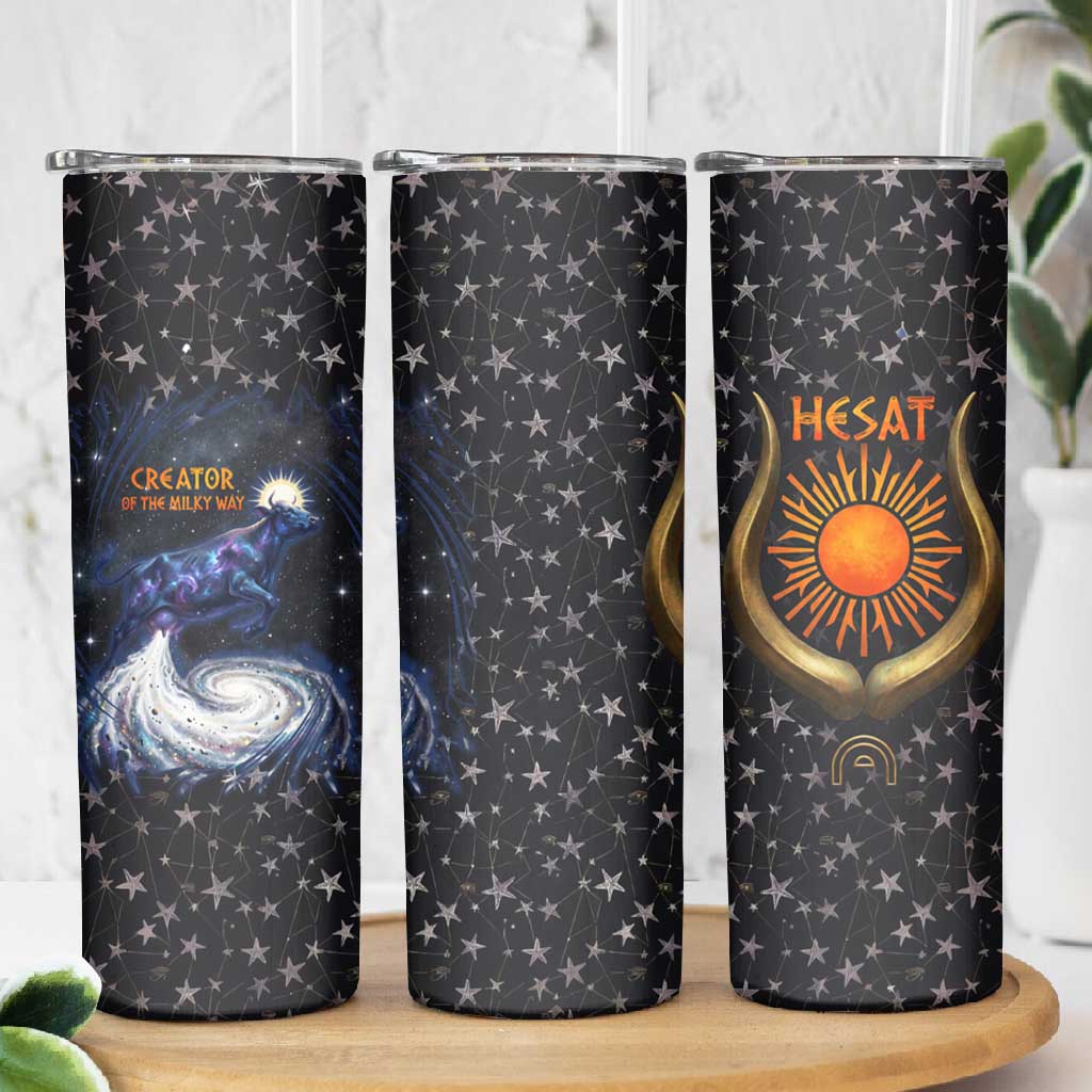 Hesat Solar Horn Symbol Skinny Tumbler Egyptian Cosmic Cow in Starry Milky Way