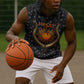 Hesat Solar Horn Symbol Sleeveless Hoodie Egyptian Cosmic Cow in Starry Milky Way
