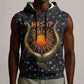 Hesat Solar Horn Symbol Sleeveless Hoodie Egyptian Cosmic Cow in Starry Milky Way