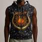 Hesat Solar Horn Symbol Sleeveless Zip Hoodie Egyptian Cosmic Cow in Starry Milky Way