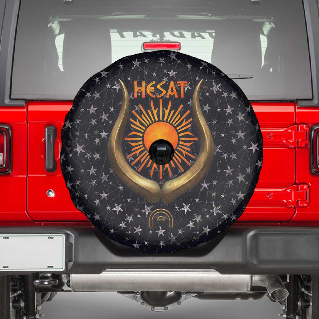 Hesat Solar Horn Symbol Spare Tire Cover Egyptian Cosmic Cow in Starry Milky Way