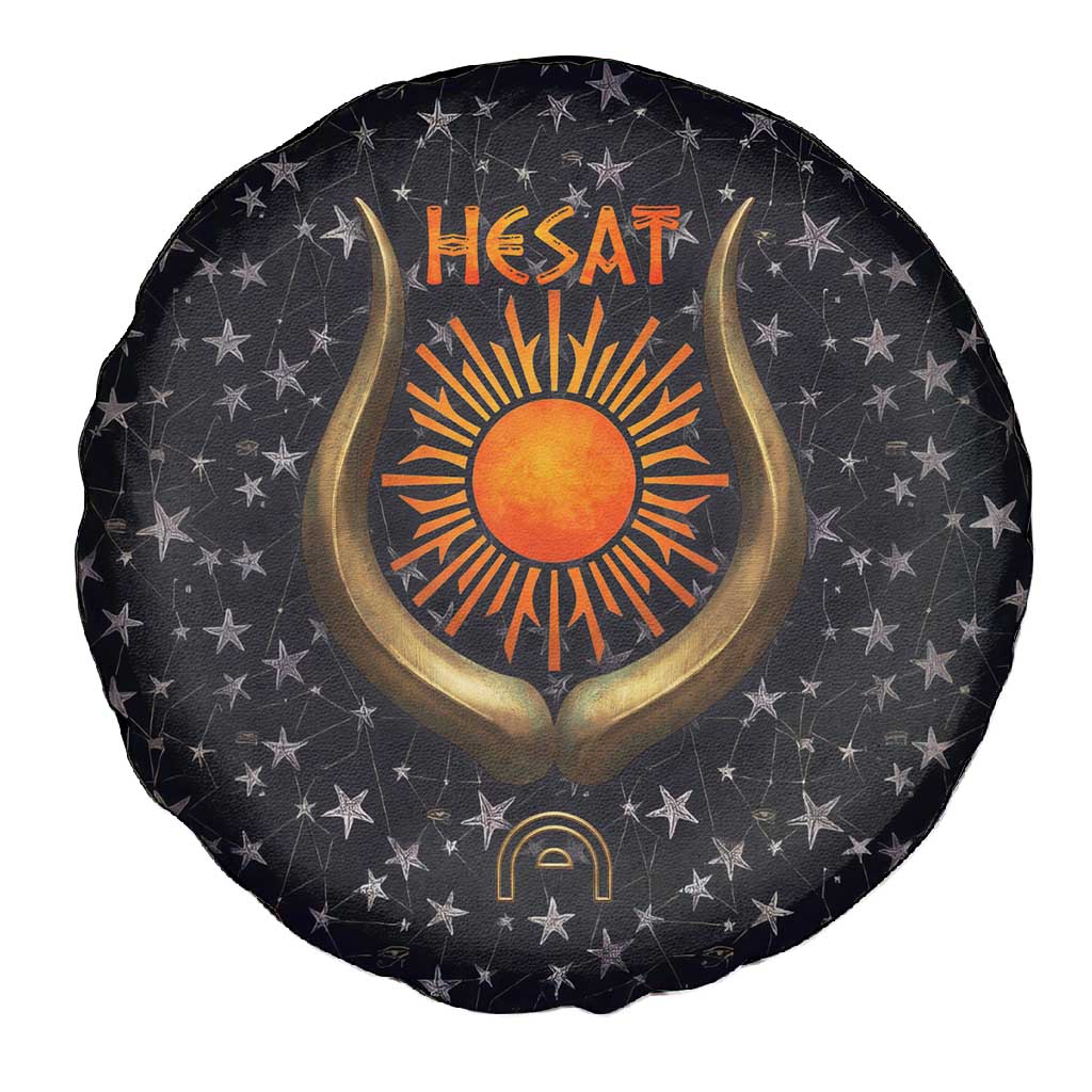 Hesat Solar Horn Symbol Spare Tire Cover Egyptian Cosmic Cow in Starry Milky Way