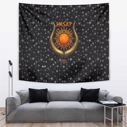 Hesat Solar Horn Symbol Tapestry Egyptian Cosmic Cow in Starry Milky Way