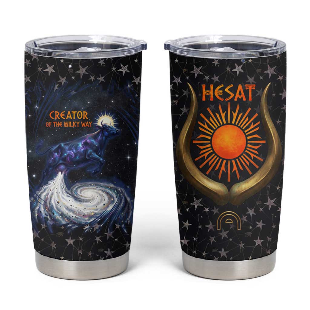 Hesat Solar Horn Symbol Tumbler Cup Egyptian Cosmic Cow in Starry Milky Way
