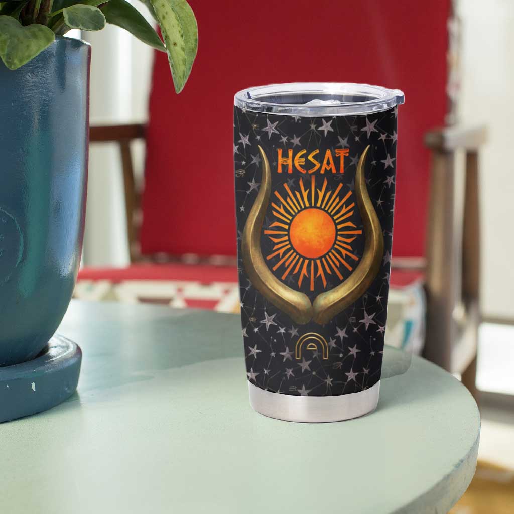 Hesat Solar Horn Symbol Tumbler Cup Egyptian Cosmic Cow in Starry Milky Way