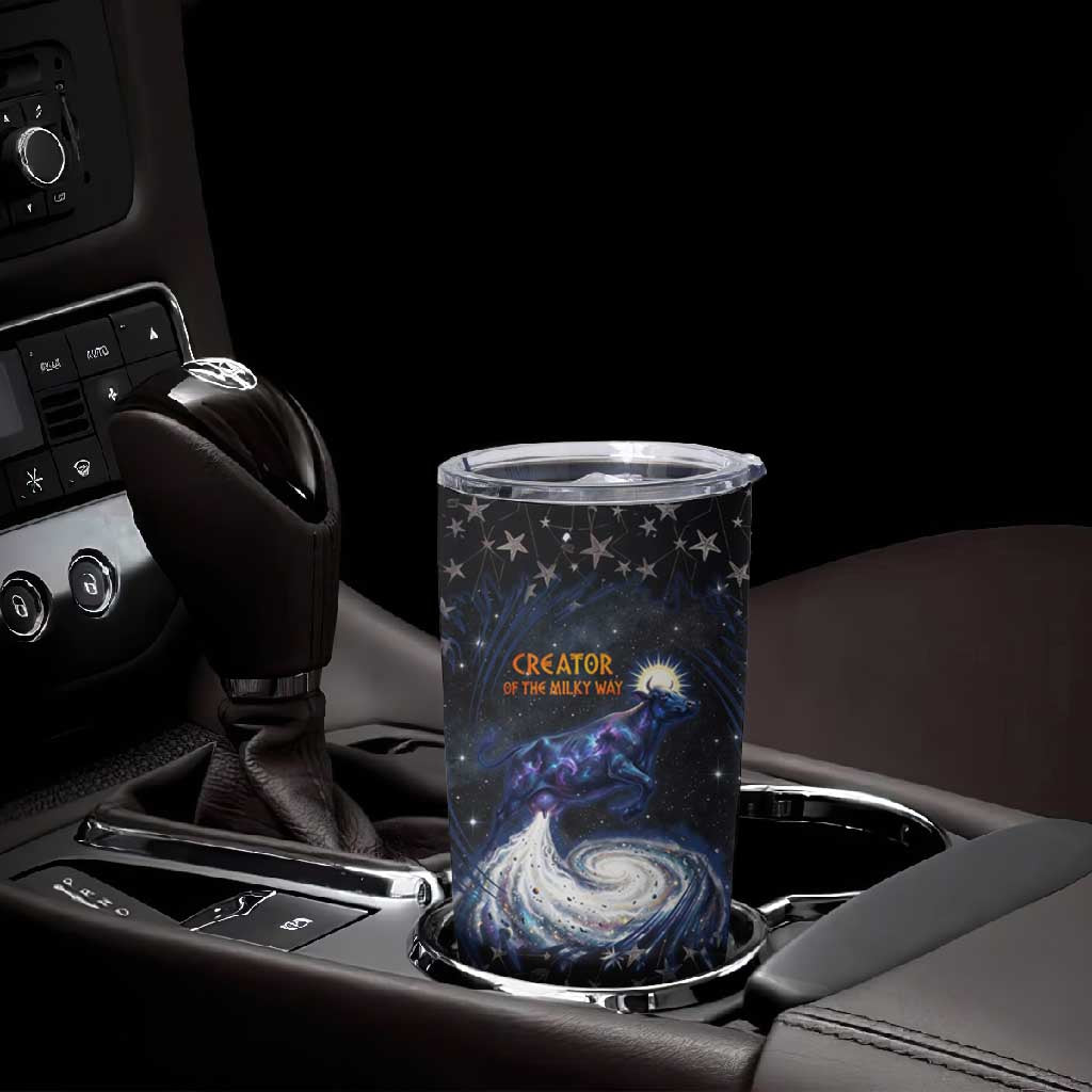 Hesat Solar Horn Symbol Tumbler Cup Egyptian Cosmic Cow in Starry Milky Way