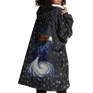 Hesat Solar Horn Symbol Wearable Blanket Hoodie Egyptian Cosmic Cow in Starry Milky Way