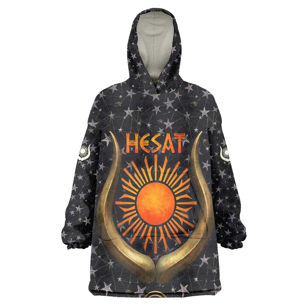 Hesat Solar Horn Symbol Wearable Blanket Hoodie Egyptian Cosmic Cow in Starry Milky Way