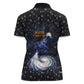 Hesat Solar Horn Symbol Women Polo Shirt Egyptian Cosmic Cow in Starry Milky Way