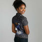 Hesat Solar Horn Symbol Women Polo Shirt Egyptian Cosmic Cow in Starry Milky Way