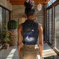 Hesat Solar Horn Symbol Women Sleeveless Polo Shirt Egyptian Cosmic Cow in Starry Milky Way