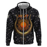 Hesat Solar Horn Symbol Zip Hoodie Egyptian Cosmic Cow in Starry Milky Way