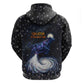 Hesat Solar Horn Symbol Zip Hoodie Egyptian Cosmic Cow in Starry Milky Way
