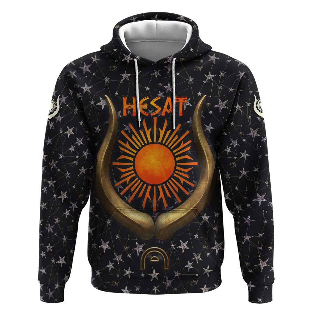 Hesat Solar Horn Symbol Zip Hoodie Egyptian Cosmic Cow in Starry Milky Way