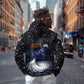 Hesat Solar Horn Symbol Zip Hoodie Egyptian Cosmic Cow in Starry Milky Way
