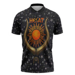 Hesat Solar Horn Symbol Zipper Polo Shirt Egyptian Cosmic Cow in Starry Milky Way