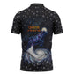 Hesat Solar Horn Symbol Zipper Polo Shirt Egyptian Cosmic Cow in Starry Milky Way