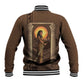 Imenet Sunlit Temple Columns Baseball Jacket with Ancient Egyptian Offering Scene