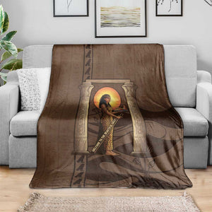 Imenet Sunlit Temple Columns Blanket with Ancient Egyptian Offering Scene