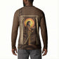 Imenet Sunlit Temple Columns Button Sweatshirt with Ancient Egyptian Offering Scene