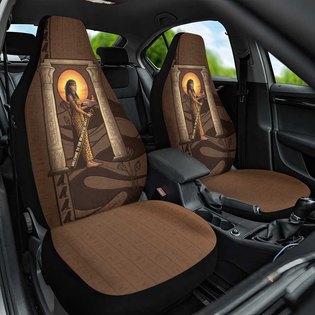 Imenet Sunlit Temple Columns Car Seat Cover with Ancient Egyptian Offering Scene