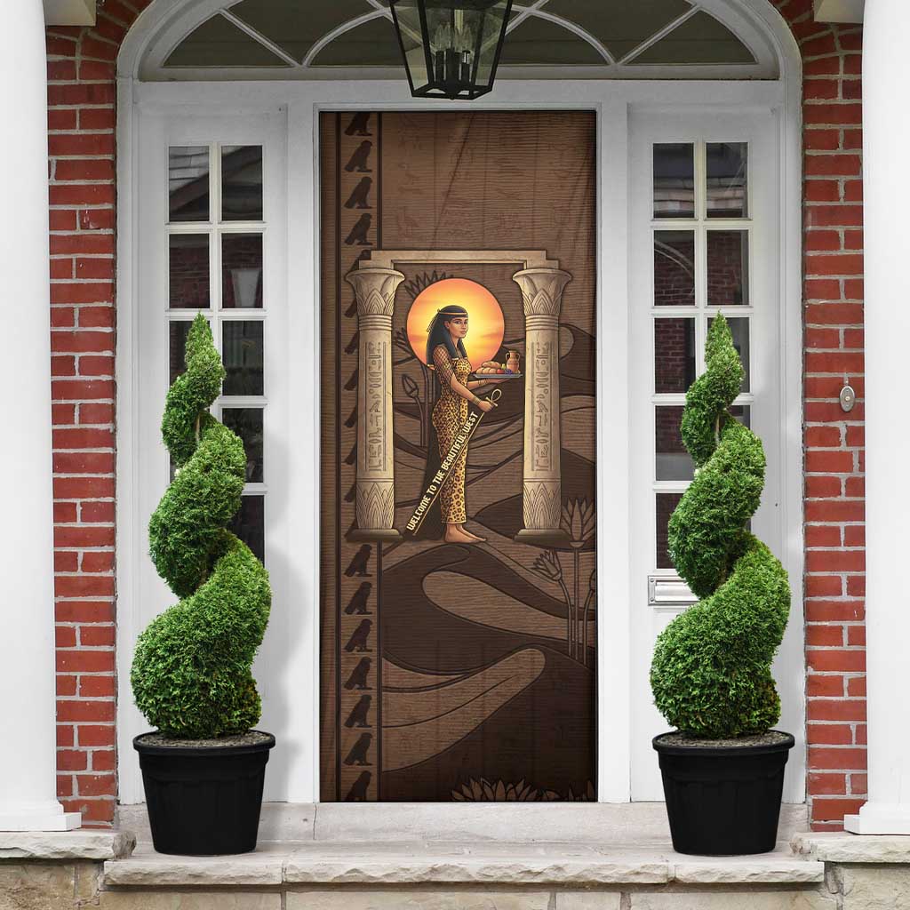 Imenet Sunlit Temple Columns Door Cover with Ancient Egyptian Offering Scene