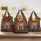 Imenet Sunlit Temple Columns Grocery Bag with Ancient Egyptian Offering Scene