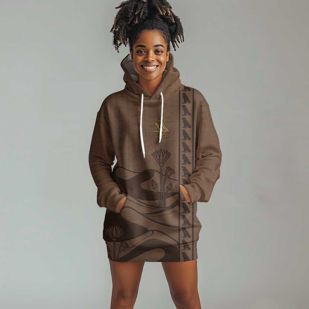 Imenet Sunlit Temple Columns Hoodie Dress with Ancient Egyptian Offering Scene