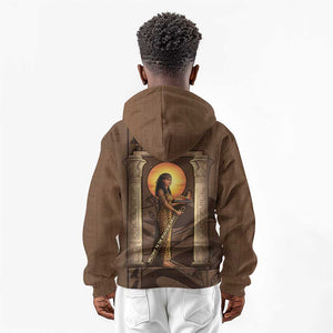 Imenet Sunlit Temple Columns Kid Hoodie with Ancient Egyptian Offering Scene