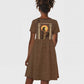 Imenet Sunlit Temple Columns Kid Short Sleeve Dress with Ancient Egyptian Offering Scene