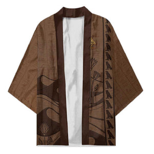 Imenet Sunlit Temple Columns Kimono with Ancient Egyptian Offering Scene