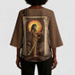 Imenet Sunlit Temple Columns Kimono Sleeve Blouse with Ancient Egyptian Offering Scene