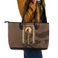 Imenet Sunlit Temple Columns Leather Tote Bag with Ancient Egyptian Offering Scene