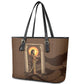 Imenet Sunlit Temple Columns Leather Tote Bag with Ancient Egyptian Offering Scene