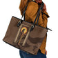 Imenet Sunlit Temple Columns Leather Tote Bag with Ancient Egyptian Offering Scene