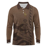 Imenet Sunlit Temple Columns Long Sleeve Polo Shirt with Ancient Egyptian Offering Scene
