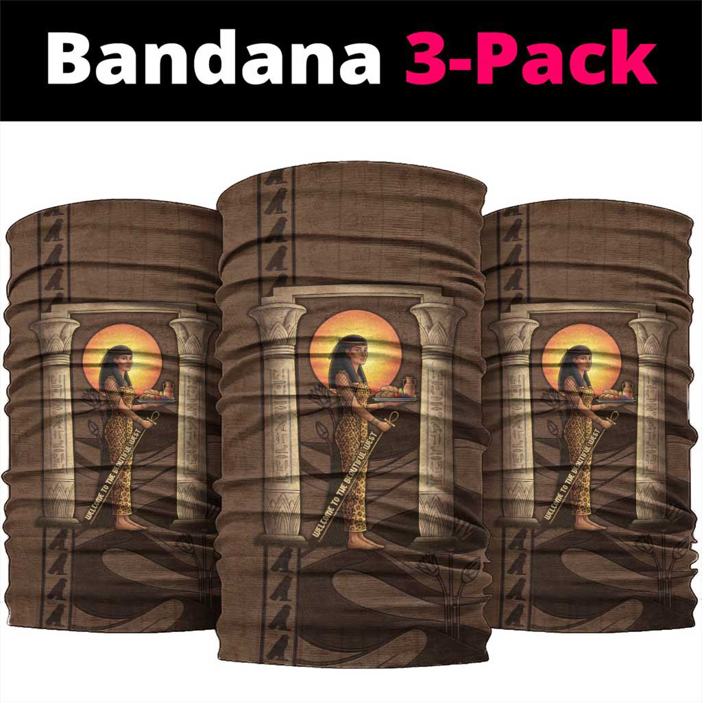 Imenet Sunlit Temple Columns Neck Gaiter with Ancient Egyptian Offering Scene