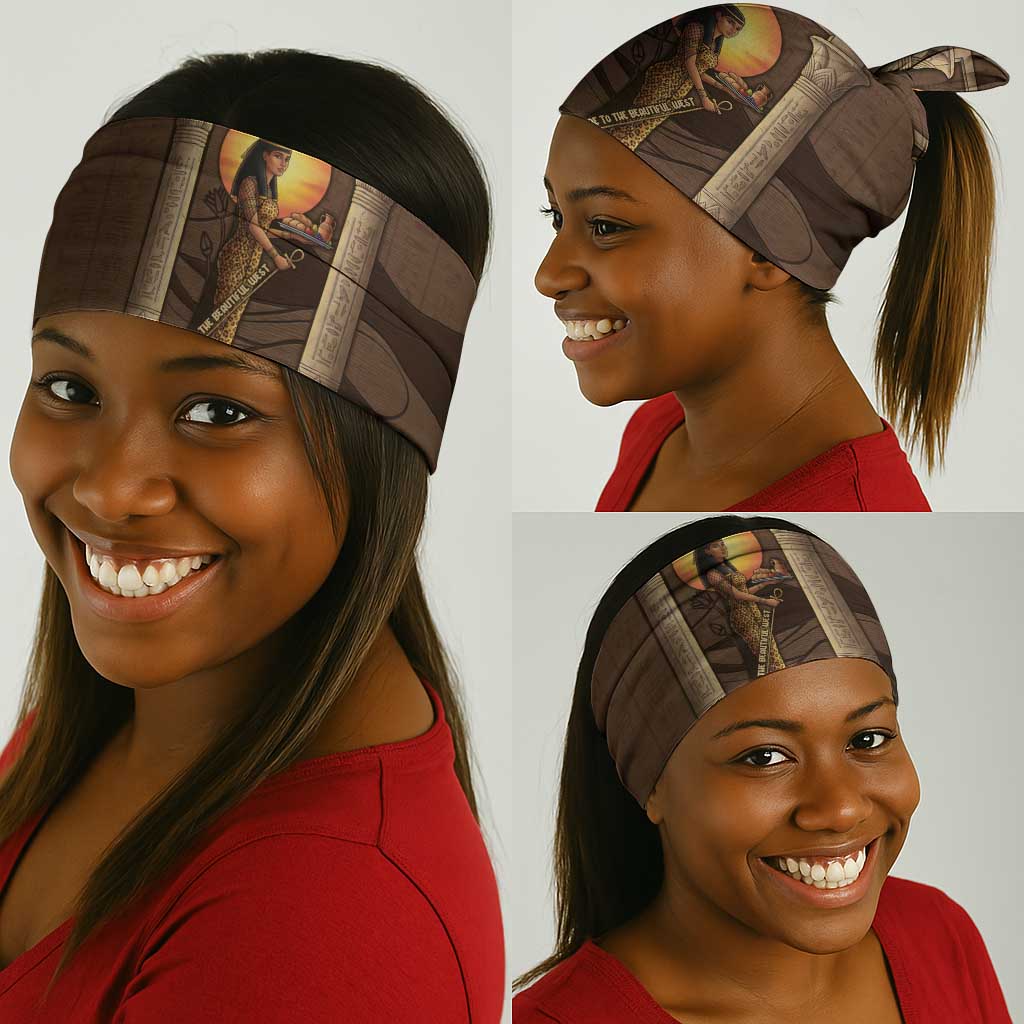 Imenet Sunlit Temple Columns Neck Gaiter with Ancient Egyptian Offering Scene
